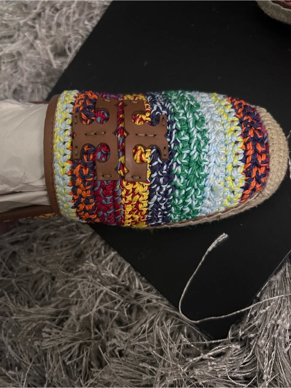 Tory Burch Multicolor Crochet Espadrille Slip-Ons